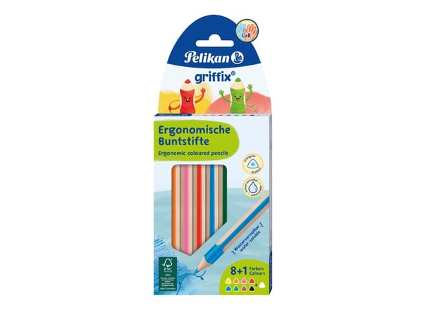 Pelikan 700856, Sort, Blå, Brun, Grønn, Oransje, Rosa, Rød, Hvit, Gult, 9 stykker