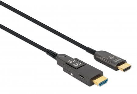 Manhattan HDMI-liitäntäkaapeli HDMI-A-liitin, HDMI-Micro-D-liitin 30 m Musta 355520 ##### UHD HDMI-kaapeli