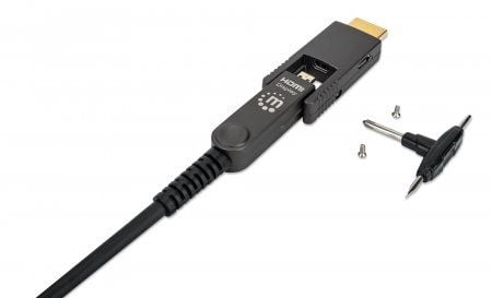 MANHATTAN Active Optical High Speed HDMI fiberoptisk kabel med avtakbar kontakt 4K@60Hz UHD, HDMI hann til Micro HDMI hann (Type D) og avtakbar HDM...