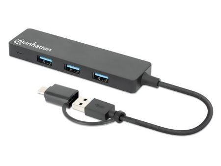 Manhattan 180863, USB 3.2 Gen 1 (3.1 Gen 1) Type-A + Type-C, USB 3.2 Gen 1 (3.1 Gen 1) Type-A, 5000 Mbit/s, Sort, Acrylonitrilbutadienstyren, 0,2 m