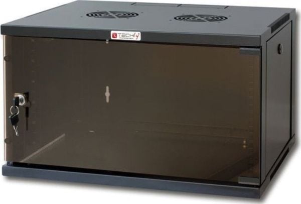 Techly I-CASE ER-1009B45, Seinään asennettava laitekehikko, 9U, 50 kg, Näppäinlukko, Säädettävät jalat, Tehostunut kaapelinhallinta