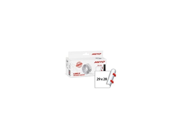 Prisetiket, Meto, Permanent 29x28mm hvid, pakke a 5 stk