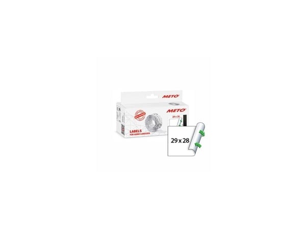 Prisetiket, Meto, Non.Perm. 29x28mm hvid, pakke a 5 stk
