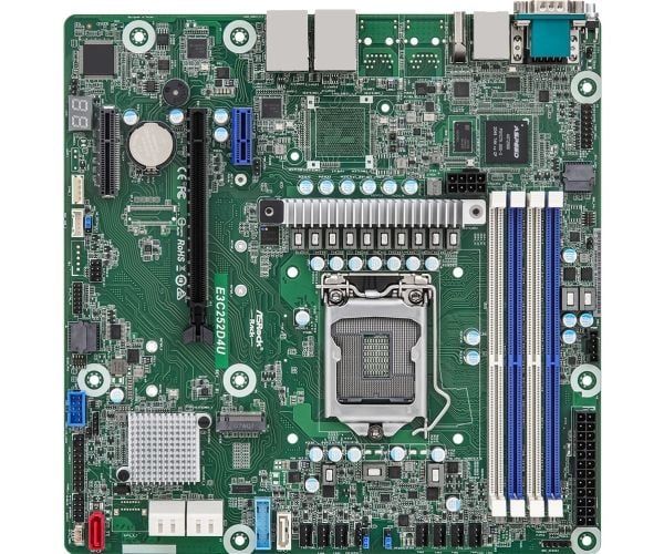 ASRock Rack E3C252D4U - Hovedkort - micro ATX - LGA1200-sokkel - C252 Chipset - USB 3.2 Gen 1 - 2 x Gigabit LAN - innbygd grafikk