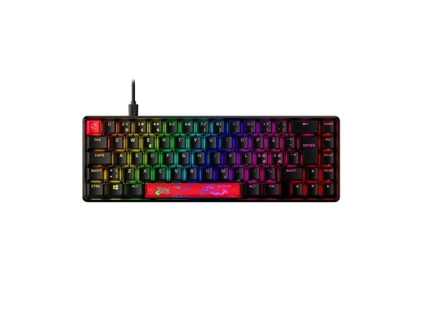 HyperX Alloy Origins 65 - Tastatur - bakgrunnsbelyst - USB-C - QWERTY - Nordisk - tastsvitsj: HyperX Red - svart