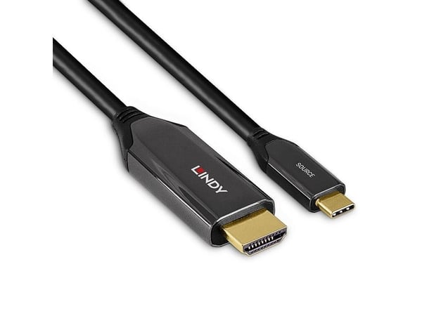 Lindy 43369, 3 m, USB Type-C, HDMI Type A (Standard), Hankjønn, Hankjønn, Rett