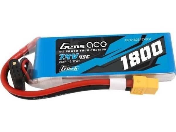 Gens Ace-batteri GensAce G-Tech LiPo 1800mAh 7,4V 45C 2S1P XT60