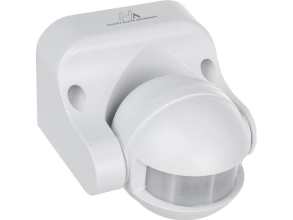 Maclean PIR bevegelsessensor med infrarød, IP44, hvit, rekkevidde 12 m, maks belastning 800/1200W, MCE358 W