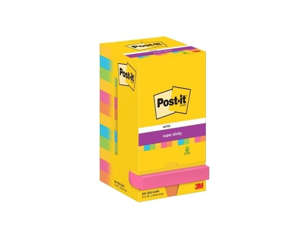 Post-It 7100244585, firkant, Blå, Grønn, Oransje, Rosa, Gult, Papir, PEFC, 76 mm, 76 mm