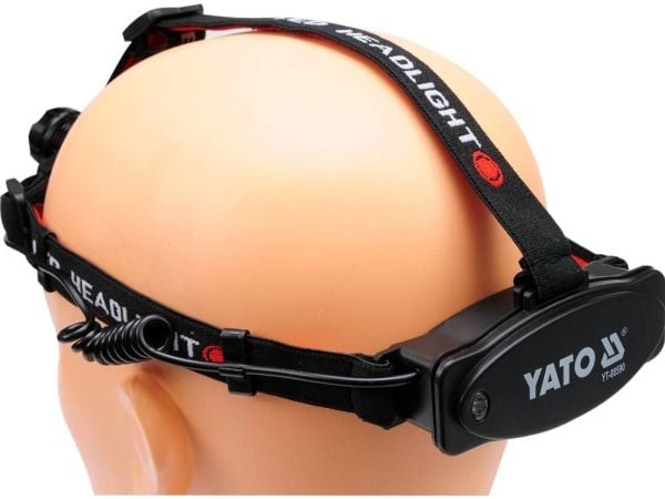 Yato YT-08590, Håndholdt lommelykt + hodelykt, Sort, Aluminium, Knapper, IP20, III