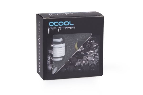 Alphacool 17489, Slangekontakt, Messing, Hvit, 1/4", CE, FC, RoHS, 22 mm