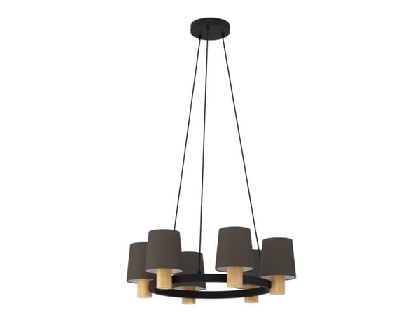 EGLO EDALE LYSEKRONE 6L E27 Ø700 SVART/TRE/CAPPUCCINO FSC