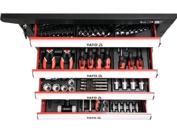 Yato YT-55300, Stål, Sort, Rød, 6 skuffer, Kulelagerbaserte teleskopskinner, 25 kg, 35 kg