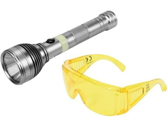 YATO 3W LADATTAVA UV TASKULAMPPU + LASIT