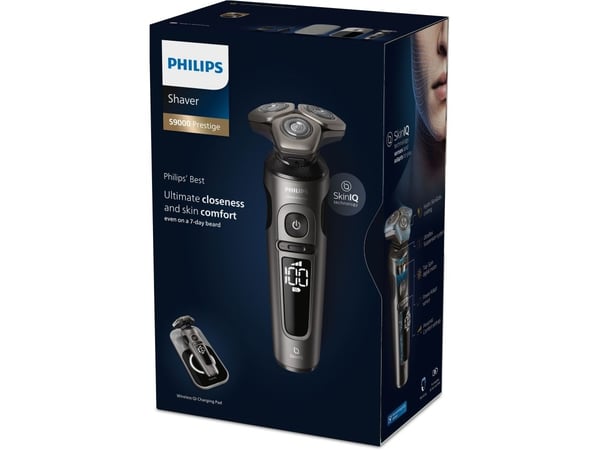 Philips Shaver S9000 Prestige SP9872/15 Parranajokone märkä- ja kuiva-ajoon, Series 9000, Parranajokone kääntyvällä päällä, SkinIQ, Musta, Harmaa, ...