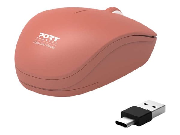 PORT Connect Collection - Mus - høyre- og venstrehåndet - optisk - 3 knapper - trådløs - 2.4 GHz - USB / USB-C trådløs mottaker - terrakotta