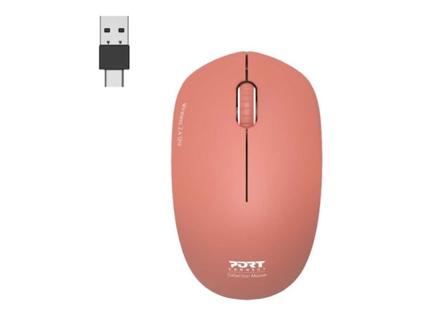 PORT Connect Collection - Mus - høyre- og venstrehåndet - optisk - 3 knapper - trådløs - 2.4 GHz - USB / USB-C trådløs mottaker - terrakotta