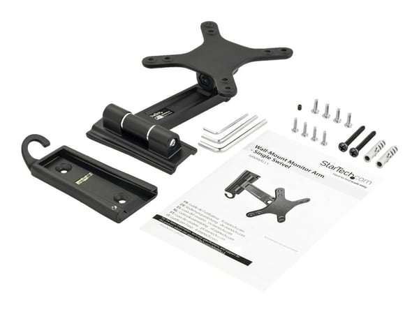 StarTech.com Monitor Wall Mount - Single Swivel - tukee näyttöjä 13" - 34" - VESA Monitor Wall Mount Bracket - Musta (ARMWALLS) - Säädettävä varsi ...
