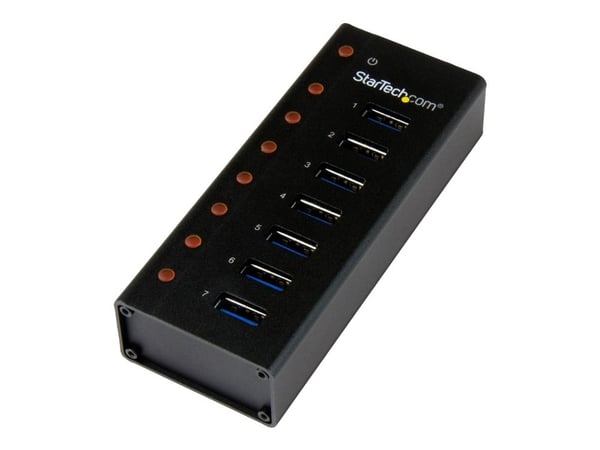 Startech 7 Port USB 3.0 Hub (5 Gbps) - Metal Enclosure - Desktop or Wall Mountable - Rugged & industrial Powered USB Expander and Splitter Hub (ST7...