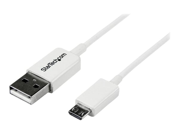 StarTech 2m White Micro USB Cable Cord - A to Micro B - Micro USB Charging Data Cable - USB 2.0 - 1x USB A Male, 1x USB Micro B Male (USBPAUB2MW) -...