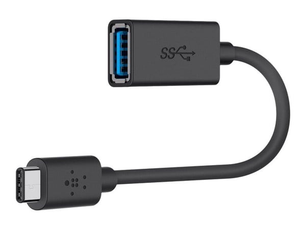 Belkin 3.0 USB-C to USB-A Adapter - USB-adapter - USB-C (hann) reversibel til USB-type A (hunn) - USB 3.0 - 3 A - svart