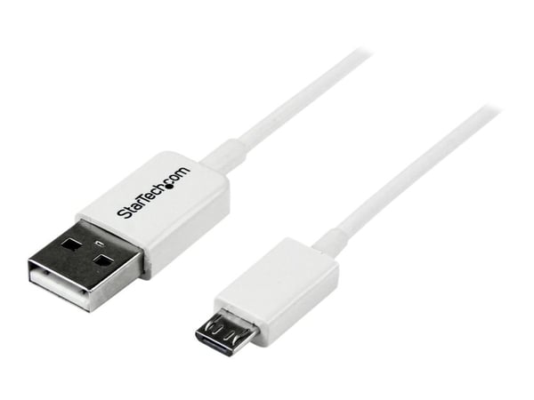 StarTech 0.5m White Micro USB Cable Cord - A to Micro B - Micro USB Charging Data Cable - USB 2.0 - 1x USB A Male, 1x USB Micro B Male (USBPAUB50CM...