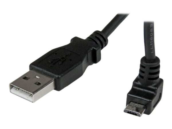 StarTech.com 1m Micro USB-kaapelin johto - A to Up Angle Micro B - Up Angled Micro USB Cable - 1x USB A (M), 1x USB Micro B (M) - Musta (USBAUB1MU)...