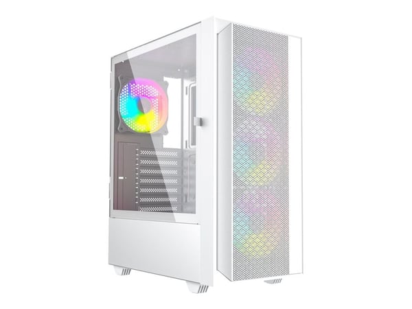 Gembird Fornax 4000 - Mid tower - ATX - genomskinlig sidopanel (glas) - ingen strömförsörjning (ATX) - vit - USB/ljud