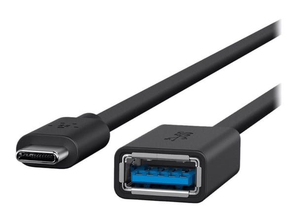 Belkin 3.0 USB-C to USB-A Adapter - USB-adapter - USB-C (hann) reversibel til USB-type A (hunn) - USB 3.0 - 3 A - svart