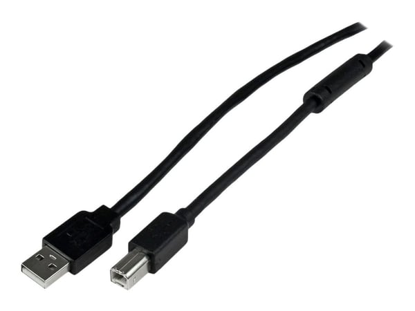 StarTech 20m / 65 ft Active USB 2.0 A to B Cable - Long 20 m USB Cable - 20m USB Printer Cable - 1x USB A (M), 1x USB B (M) - Black (USB2HAB65AC) -...