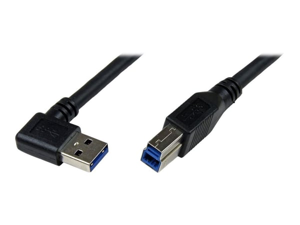 StarTech 1m Black SuperSpeed USB 3.0 Cable - Right Angle A to B - 3 ft USB 3 Cable - Right Angle USB 3.0 A (M) to USB 3.0 B (M) (USB3SAB1MRA) - USB...