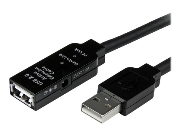 StarTech 5m USB 2.0 Active Extension Cable M/F - 5 meter USB A Male to USB A Female USB 2.0 Repeater / Extender Cable - Black - 15ft (USB2AAEXT5M) ...