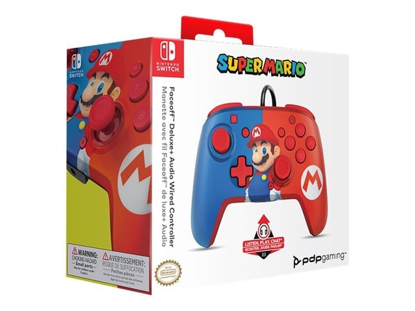 PDP Faceoff Deluxe+ Audio Wired Controller - Håndkonsoll - kablet - Power Pose Mario - for Nintendo Switch