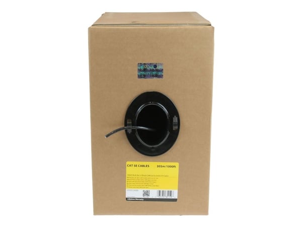 Startech 1000 ft Bulk Roll of Black CMR Cat5e Solid UTP Riser Cable - Cat 5e Riser Cable - Cat.5e CMR Ethernet Cable - 24 AWG - Black (WIR5ECMRBK) ...