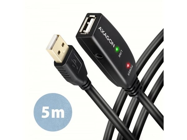 AXAGON ADR-205 - USB-förlängningskabel - USB (hane) till USB (hona) - USB 2.0 - 5 V - 500 mA - 5 m - aktiv förstärkare - svart