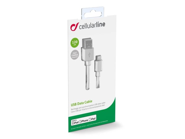 Cellularline 8018080175466, 1,2 m, Lightning, USB A, Hvit, 45 g, 1200 mm