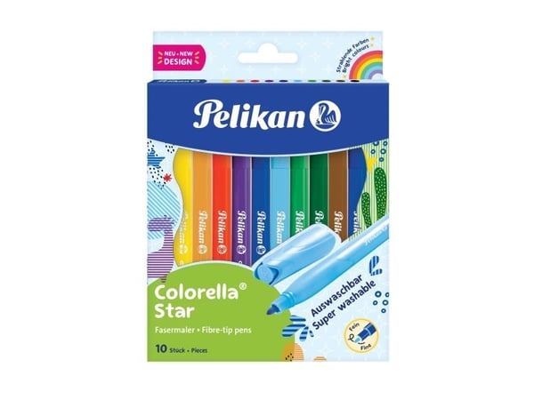 Pelikan 822299, 10 farger, Sort, Blå, Brun, Grønn, Lyseblå, Lysegrønn, Oransje, Lilla, Rød, Gult, Projektil spiss, 0,6 mm, Assorterte farger, 10 st...
