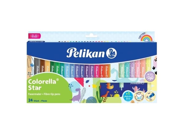Pelikan 822329, 24 farger, Assorterte farger, Projektil spiss, Assorterte farger, Vann-basert blekk, 24 stykker
