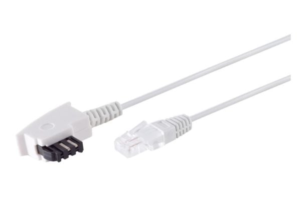 S/CONN 12-09156, 1,5 m, TAE-F, RJ-45, Hvit, Hankjønn, Hankjønn