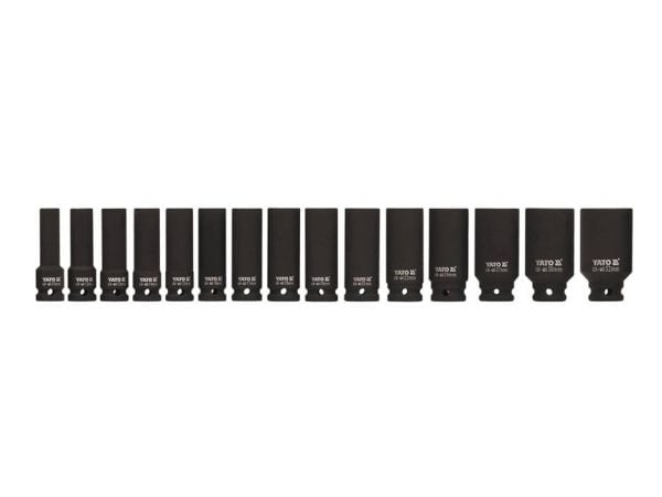 Yato YT-1055, Kraftpipesett, Sort, 1/2", Metrisk, 10,12,13,14,15,16,17,18,19,21,22,24,27,30,32 mm, Krom-molybden