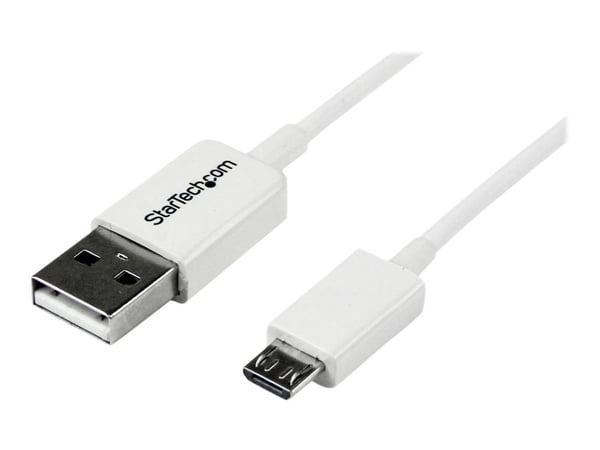 StarTech 3.3 ft. (1 m) USB to Micro USB Cable - USB 2.0 A to Micro B - White - Micro USB Cable (USBPAUB1MW) - USB-kabel - Micro-USB type B (hann) t...