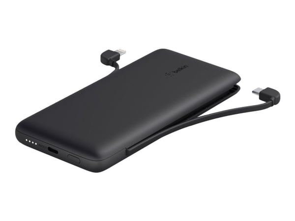 Belkin BoostCharge Plus - Strømbank - 10000 mAh - 23 watt - Fast Charge, PD - 2 utgangskontakter (Lightning, USB-C) - svart