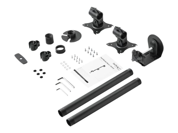 Startech Vertical Desk Mount Dual Monitor Arm - For Monitors 13" to 27" - Adjustable - Desk Clamp / Grommet-Hole Mount - Dual VESA Monitors - Black...