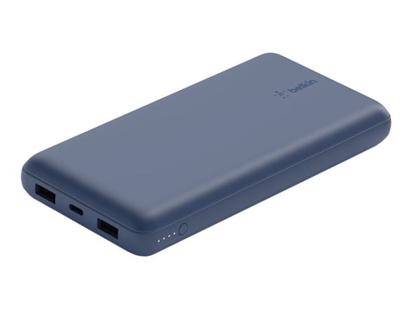 Belkin BoostCharge - Strømbank - 20000 mAh - 15 watt - 3 utgangskontakter (USB, USB-C) - på kabel: USB-C - blå