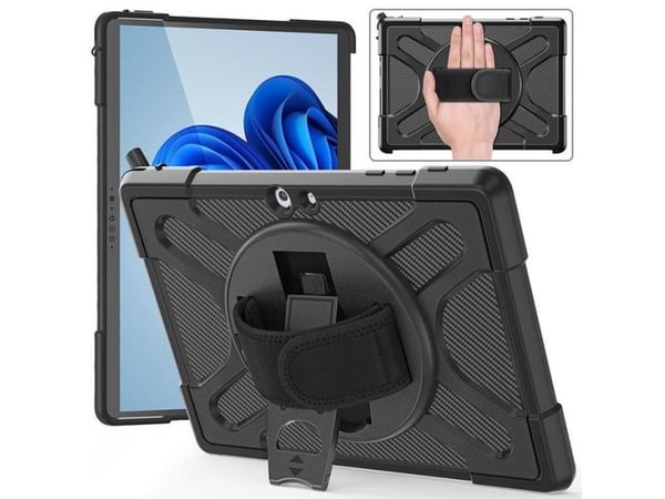 eSTUFF ATLANTA - Baksidedeksel for nettbrett - robust - termoplast-polyuretan (TPU), polykarbonat - svart - for Microsoft Surface Go, Go 2, Go 3, G...