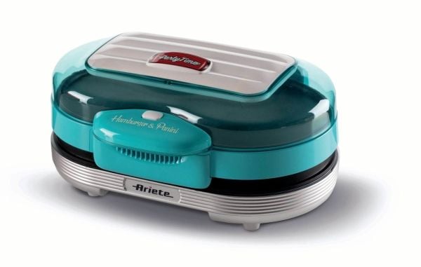 Ariete 0205/01, Lyseblå, Rektangulær, Rist + steketakke, 280 x 155 mm, 2 zone(s), Hengslet Lokk