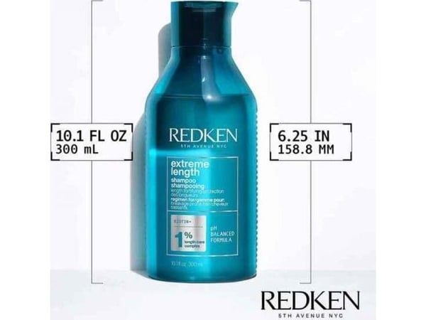 Redken Extreme Length Shampoo, Kvinner, Profesjonell, Sjampo, Skadet hår, Alle farger, 300 ml