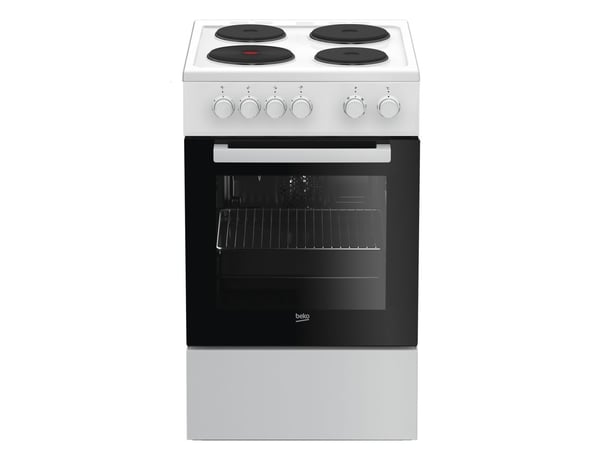 Beko FSE56000GW, Frittstående komfyr, Hvit, Rotasjon, Hvit, 4 zone(s), Foran til venstre