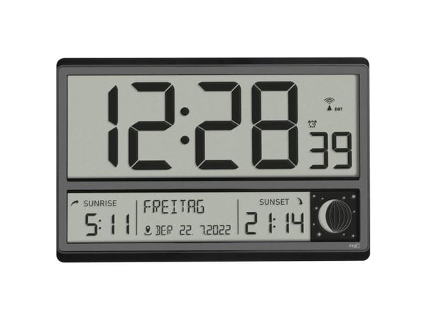 TFA-Dostmann 60.4524.01, Digital vekkerklokke, Rektangel, Sort, 12/24h, Alle kjønn, LCD