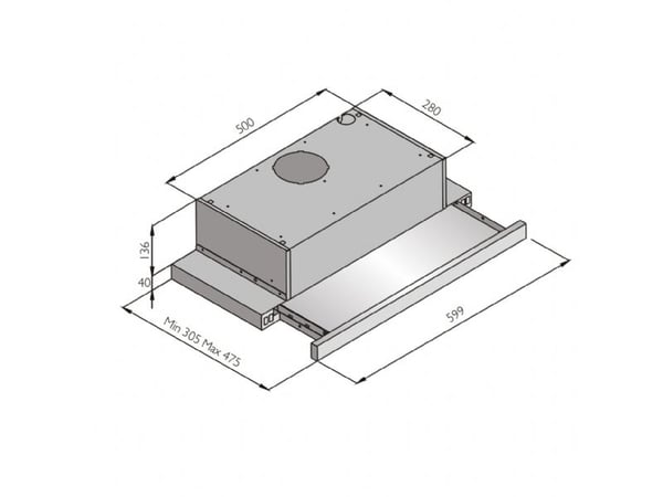 SILVERLINE SL 1152 V3 - Panser - teleskopisk - bredde: 59.8 cm - dybde: 30.5 cm - ekstraksjon og resirkulasjon (-) - hvit/stålfarge